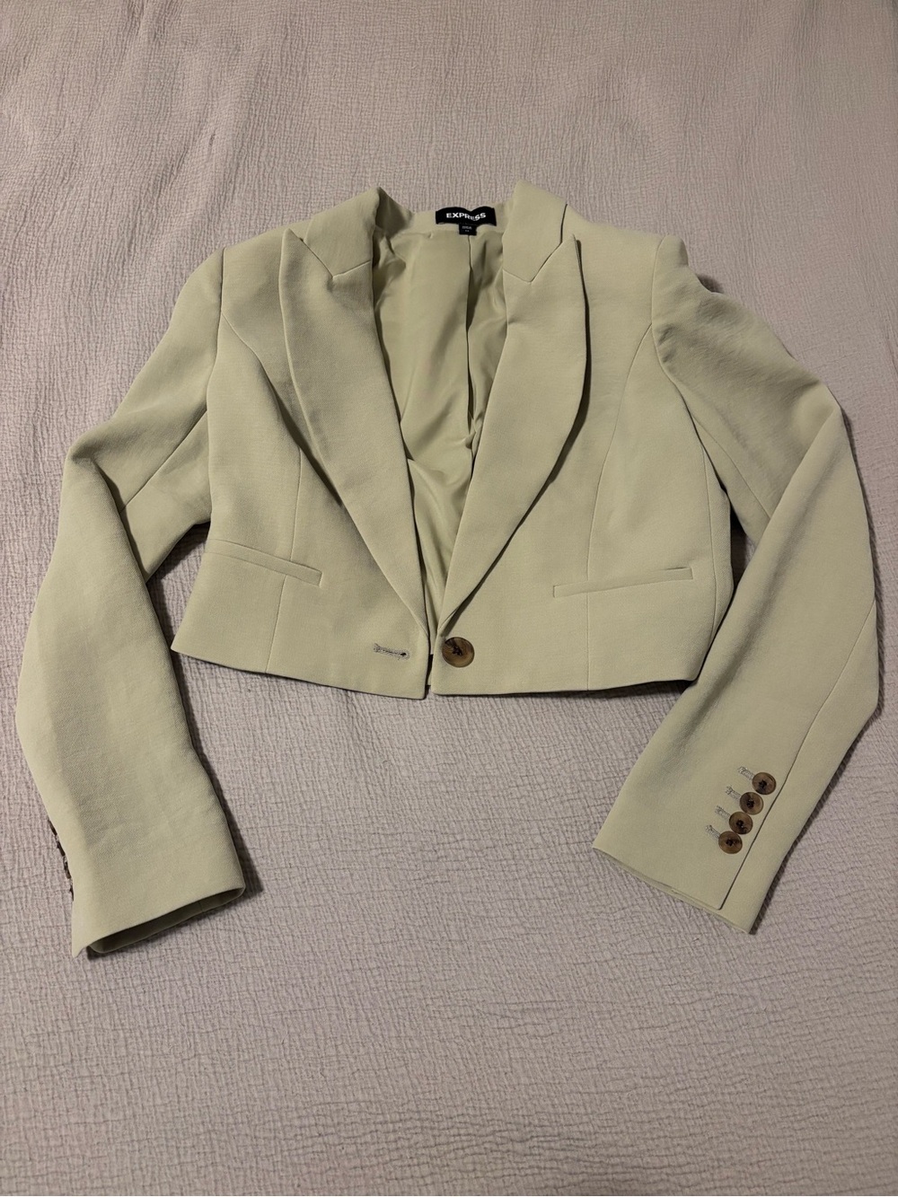 Express Cropped Blazer Jacket in Sage Green